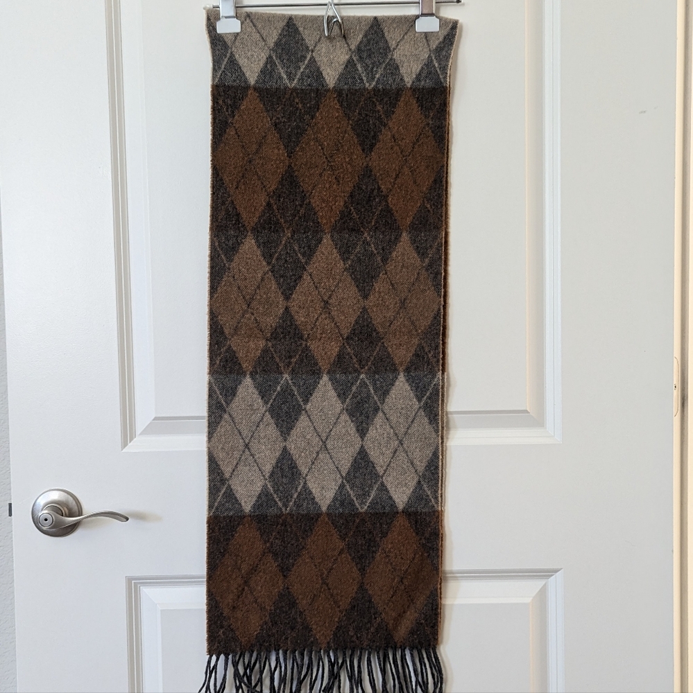 Vintage Machintosh Wool Argyle Brown Men's Scarf